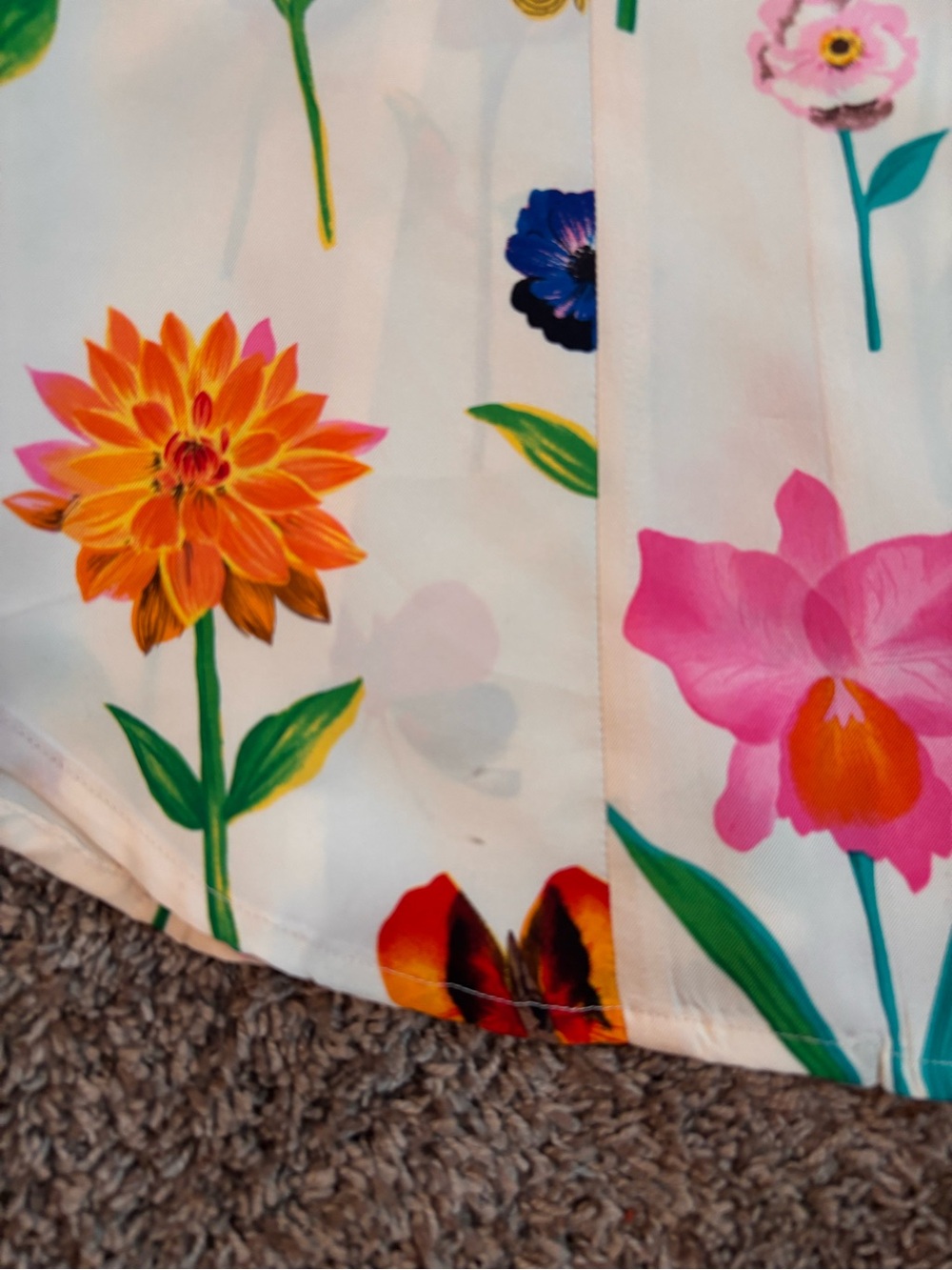 100% Silk Botanical Floral Blouse Garden Party Cottagecore Coquette Top Size M - Picture 8 of 8